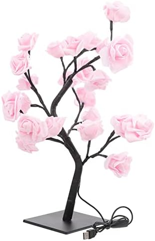 Nuobesty LED ruža Stolna svjetiljka: lampica za cvijeće svjetiljka ružičasta ruža radna površina noćna svjetlost