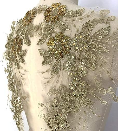 1Pair 42x23cm osjetljivi vjenčani žici na glavi ukrasi tijelom čipkastim aparatom Slonovača haljina DIY čipkasti obloge Dress Dress