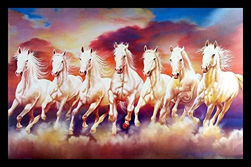 BBRATS sedam konja za trčanje sa Sunrise Landscape krajolik UV obložena uokvirena slika za Kućni dekor veličine