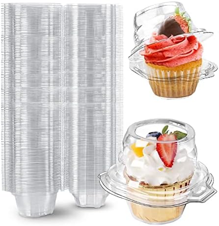 200 kom pojedinačni kontejneri za Cupcake za jednokratnu upotrebu pojedinačne kutije za Cupcake plastični držač za Cupcake koji se mogu slagati Nosači Cupcake Mini Clear Cupcake kupole sa povezanim poklopcem za hranu svadbena zabava Baby Shower