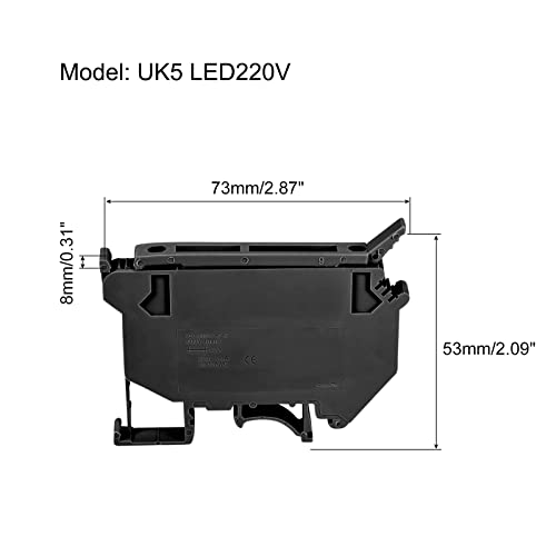 Meccanixity din držač osigurača za montažu na šinu terminalni blokovi Crni UK5 LED220V pakovanje