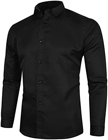 Muška košulja u boji košulje od pune boje Poslovna formalna košulja Trendy Lapel ovratnikov gumb dolje majica s dugim rukavima bluza s dugim rukavima