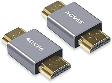 Agvee 2 Pack HDMI mužjak za muški adapter, HDMI tip-a 2.0 4k @ 60Hz Koupler Extender priključak za produženje metala za TV štapić, roku štap, hromekast, xbox, ps4, laptop, kom, siva