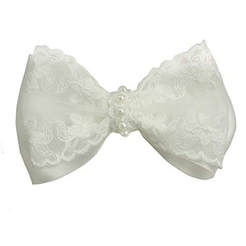 4.5 Off-White vezom čipkaste luk biserni luk za žene djevojke sa 3,1 baretom za kosu bez klizanja