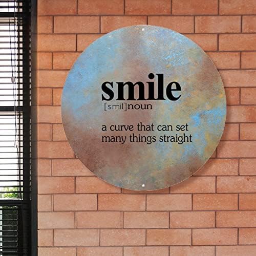 Definicija osmijeha Tipografija Metal Znak osmijeh Definicija Dočavna vrata Personalizirani citat Zidna umjetnost Vintage Metal Weveat potpisuje rustikalni zidni dekor kuhinja Kafe bar u zatvorenom i vanjskom dekoru 9x9in