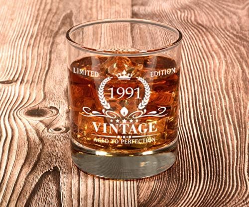Triwol 1991 32. rođendanski pokloni za muškarce, Vintage Whisky Glass 32 rođendanski pokloni za njega, sina, muža, brata, smiješni 32. rođendanski poklon ideje za njega, 32-godišnji bday & nbsp;dekoracija zabave