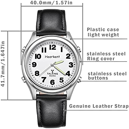 Atomic Talking Watch, sa velikim brojevima, kvarcni ručni sat sa širenjem od nerđajućeg čelika i kožnom