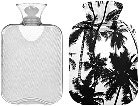 Flaše za toplu vodu sa poklopcem tropska Crna kokosova palma vreća za toplu vodu za ublažavanje bolova, žene odrasle, vreća za toplu flašu 2 litra
