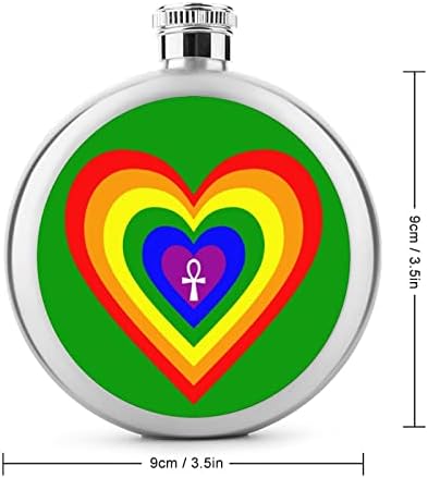 Rainbow Heart Ankh tikvica za kukove od nehrđajućeg čelika 5oz za vino piće okrugli džep prijenosni smiješni