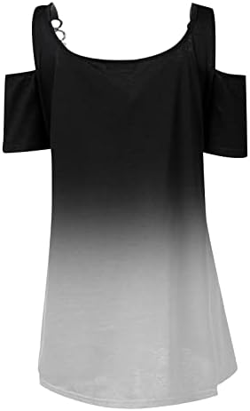 Anuyalue bluze za žene Moda 2023, ženske gradijentne štampane Zipper tunike kratke rukave košulje V-izrez Moda