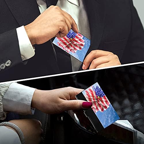 America Flag Flowers držač vizitkarte za žene i muškarce torbica za držač vizitkarte sa kožnom ličnom