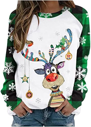 Božić majice za žene Dugi rukav slatka grafički Casual Crewneck sob duksevi modni pulover vrhovi