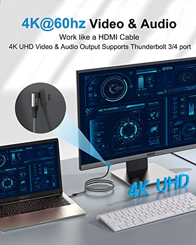USB C do USB C video kabl, 4K HDR MacBook kabl za USB C, 20Gbps USB-C kabl, 100W Power isporuka TIP