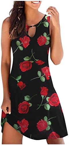 Ženska ljetna linijska haljina cvjetni rukavac bez rukava casual crew haljina za izrez za izrez Trendi labavi