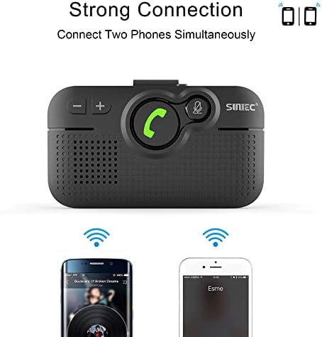 Sunitec Handsfree Bluetooth za mobitel, Bluetooth 5.0 Govorni zvučnik Motion Automat isključivanje Podrška Siri Voice Asistent Bluetooth Car Kit prijemnik Handsfree zvučnik sa vizirnim kopčom sa vizirnim kopčom - BC980P