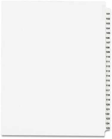 Avery preprint Legal Exhibit side Tab index Dividers, Avery Style, 25-Tab, 101 do 125, 11 x 8.5,