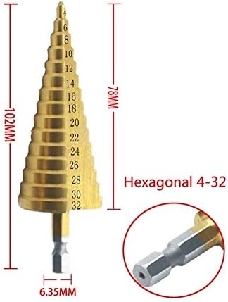 Step bitovi za bušenje HSS Stepenišna bušilica presvučena titanijumom električni alat za bušenje metalnih brzih čeličnih rupa za drvo Glodalica za drvo 4-12 4-20 4-32 Mm