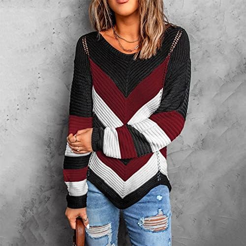 Ženski džemper za kornjače u boji BBlocking labav pleteni džemper vrhovi jesenji šareni džemper gornji