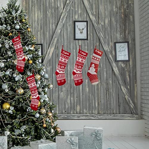 Personalizirane božićne čarape, 18 inča veliki kabelski pletenje Xmas Čarape za vjetrene veleže za snježne pahulje