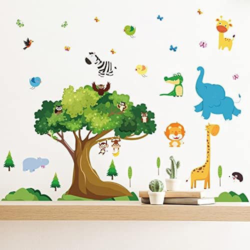Runtoo džungla životinje zidne naljepnice majmun Slon šumsko drvo zidne naljepnice za djecu spavaća