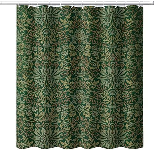 Victorian William Morris Originalni dizajn Vintage Tuš Curntin Curaction Namještaj za kupatilo Dekora o tkaninu za pranje tuša sa kukama 72x84in
