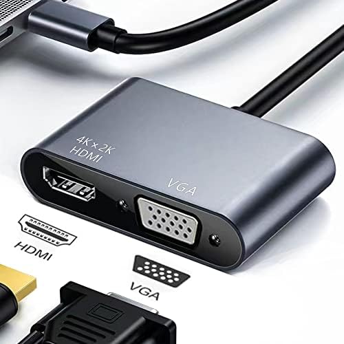 USB C do HDMI VGA adapter 2 na 1 Dvostruki prikaz C do VGA HDMI razdjelnika za mobilni telefon / kom / projektor
