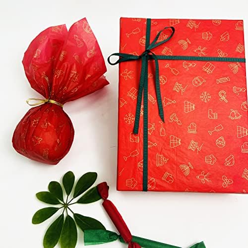 TTLLQQ Božićni papirnati papir za vrećice za umotavanje poklona, papirnati papir u boji Božić,