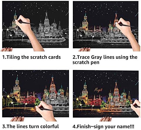 Scratch papir Art Rainbow Painting, Scratch Art Set poklon zanat slika sa 5 alata, ženskim hobijima