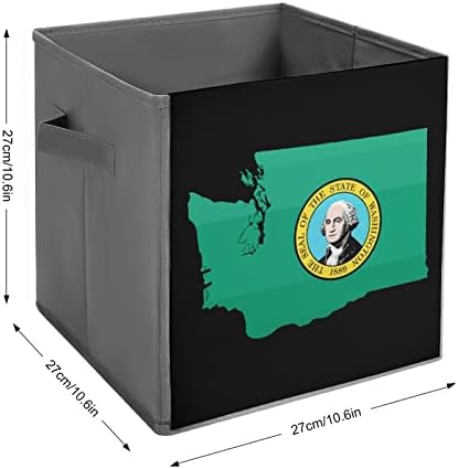 Washington State Flag Mapa PU kožna skladišta za skladištenje Canvas Cube Organizator košara