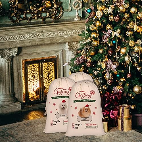 Funny Zlatni retriver Santa Sacks personalizirane pseće tkanine Božićne poklon torbe sa vezicom Xmas torba za odlaganje sadašnjeg pamučnog platna 19, 5x31, 5 inča