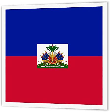 3Droza HT_158327_1 Zastava Haiti tamne mornarice Plava i crvena sa haitijskim grbom karipske zemlje Svjetska suvenir glačalo na papiru za prijenos topline za bijeli materijal, 8 do 8