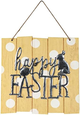 Dekor za odmor Uskrs Polka Dot '' Happy Easter '' Viseći znak dekora - 9,75 x 9,5 inča, više