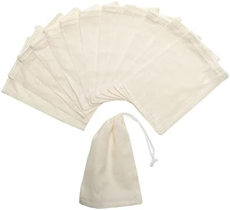 FOCCIUP 50 kom 4x6 inča pamučne vezice torbe za višekratnu upotrebu Muslin pamučne torbe torba torba