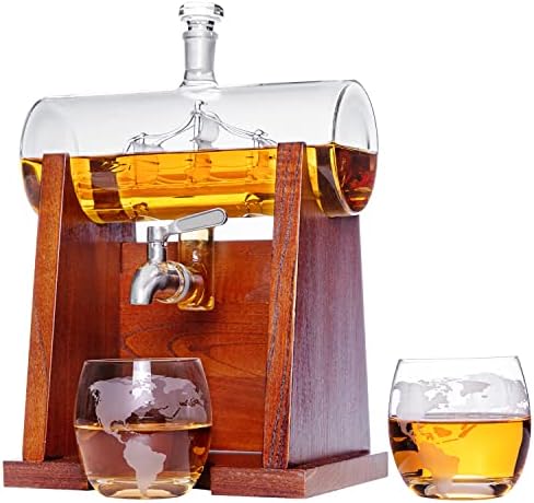 Dekanter za viski, stakleni dekanter Set sa 2 globusnim čašama za viski