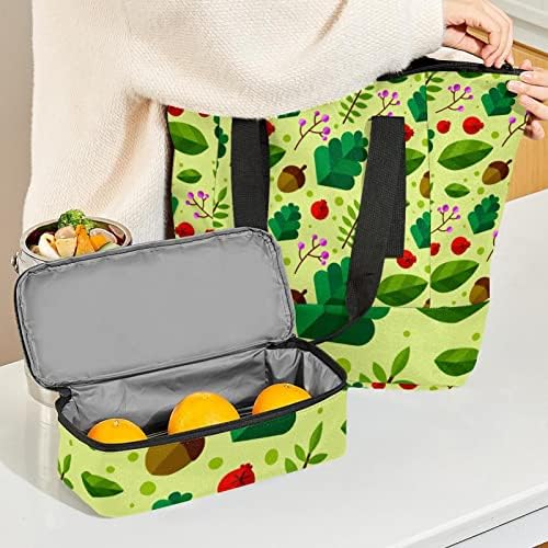 Tbouobt torba za ručak za žene i muškarce, izolovana kutija za ručak, kutije za ručak za višekratnu upotrebu za posao i putovanja, Fall Nuts Leaves Berries Cartoon