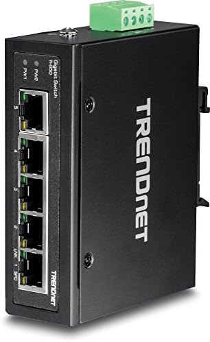 TRENDnet industrijski Gigabitni din-šinski prekidač sa 5 portova, preklopni kapacitet od 10 Gbps, mrežni