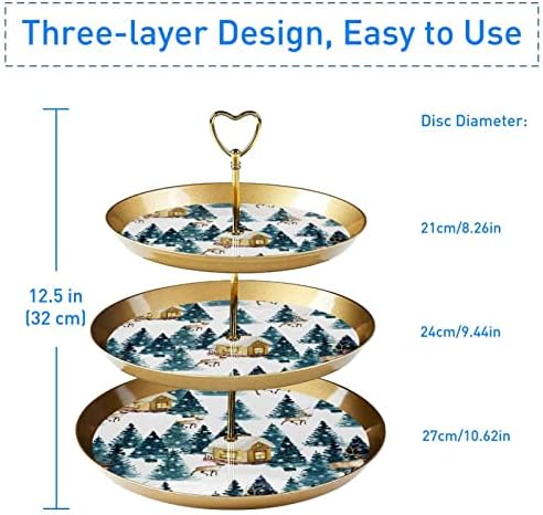 Božićno stak kišnieer 3-tier cupcake stalak, stalak za torte, tired stalak za desert, okrugle ploče za vjenčani