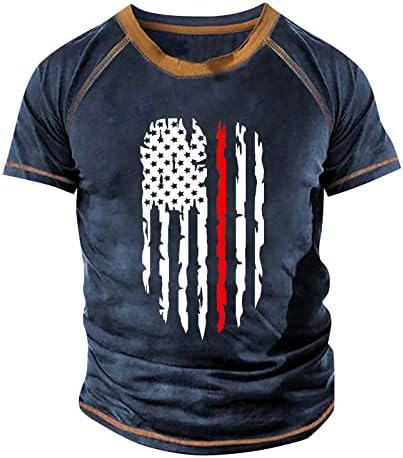 Generičke majice za muškarce Retro Raglan kratki rukav majica za kratke majice Dan neovisnosti Ispiši vrhovi patriotske grafičke radne majice