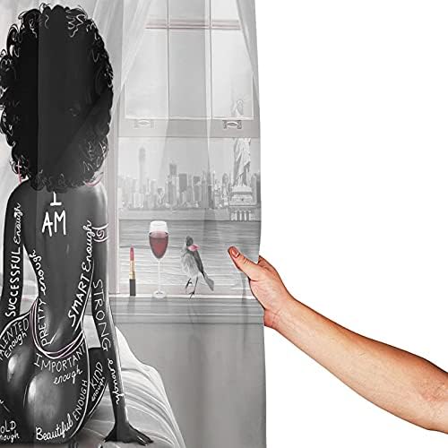 Qoqoosoc afrički američki tuš sa zavjesom modni tuš za zavjese Afroafričke modne žene kupaonica