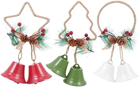 Bestsporble 3pcs metalni božićni zvona viseći ukrasi rustikalna željezna zvijezda zvona s borovom