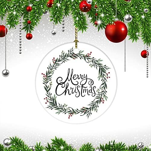 Božićni cvjetni vijenac božićni ukras 2022 lovorološki vijenac dvostrani okrugli keramički božićni ukrasi housewarming