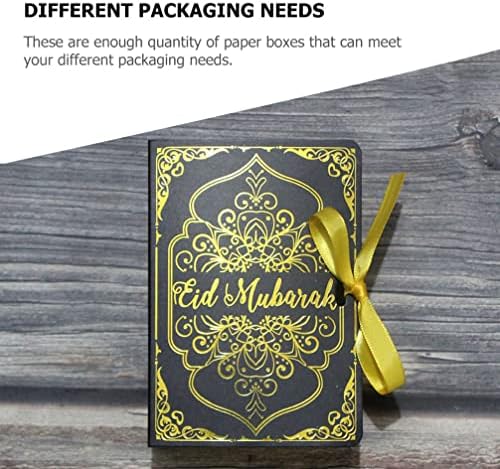 Poklon kutija Soimiss Papir Eid Mubarak Candy Box, 10pcs Ramadan tretirati Kur'an Box Papir Favorit Poklon kutija Kolači za slastice za paljenje za omotavanje muslimanskih islamskih ramazana dekora za skladištenje crnih ukrasa