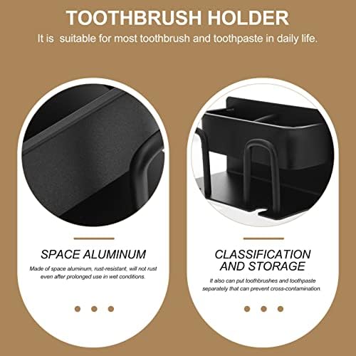 Cubtol Countertop zidne montirane na više primjene tuš zidova britvice šalice stalak za zub za zube Aluminijumski organizator za zube za zube za zube CRNI SLOTS zidov / kupaonica