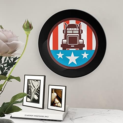 Kamion USA Flagceramička dekorativna ploča sa šarkom Custom Bone Kina Početna ploča za kućnu dnevnu