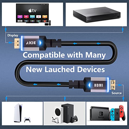 Akie 4K HDMI kabl, 18gpbs ultra brzi hdmi kabel 4k @ 60Hz 8K @ 30Hz UHD, HDR, HDMI u HDMI kabl dizajniran za igranje i HD video, PS3, PS4, PS5, prekidač
