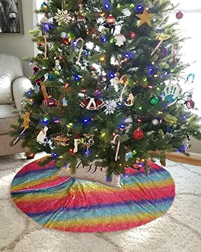 Sequin Tree Skirt Rainbow 24 inčni okrugli božićni ukras Drvo Xmas Drvo suknje Vjenčanje Dekor