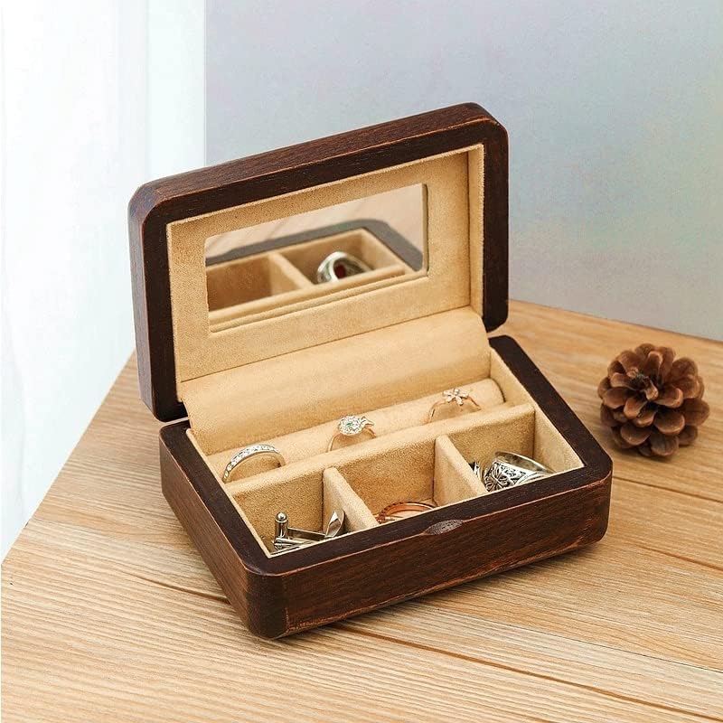 WALNUTA drvena mala kutija za nakit organizator putovanja drvena ogrlica naušnica prsten Nakit