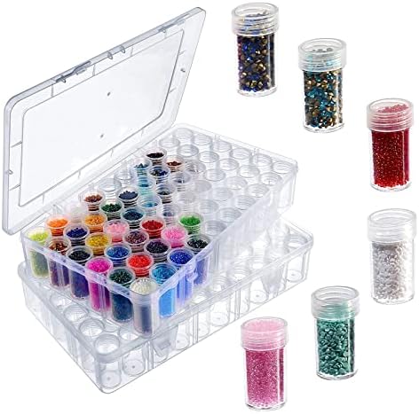 [-] Organizator perle 60 rešetki prozirna dijamantna umjetnost po kutija za pohranu za vodu sa