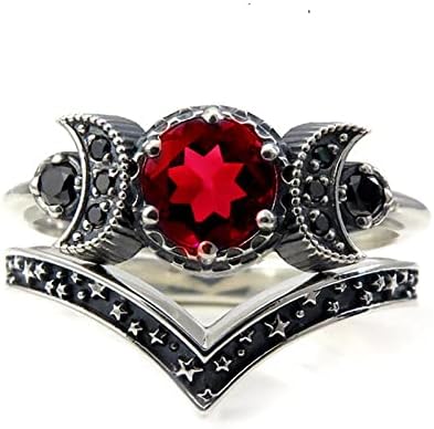 Trostruki mjesec božjski pojas Prsten za prsten ljubičasti kristal Kristal za žene vjenčani angažman