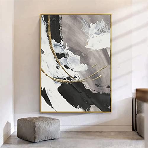 FZZDP velika veličina crno-bijela apstraktna uljana slika na platnu zlatni list umjetnička zidna siva
